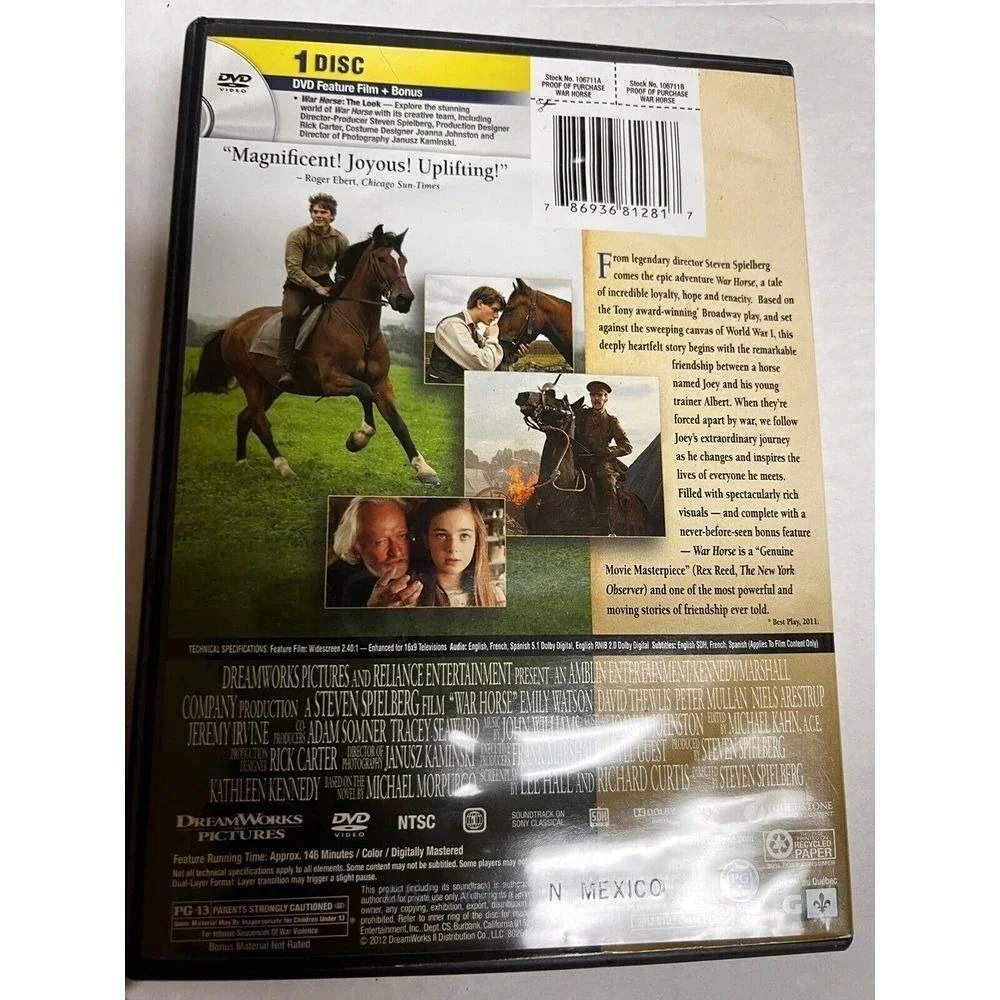 *Buy2Get1 War Horse DVD Steven Spielberg Movie Combine Shipping To Save BILa‎